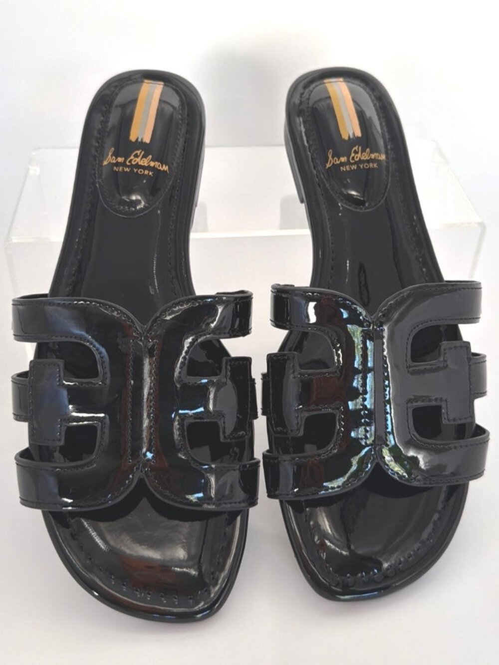 Sam Edelman Bay Cutout Sandals Black Women Slides Size 6.5